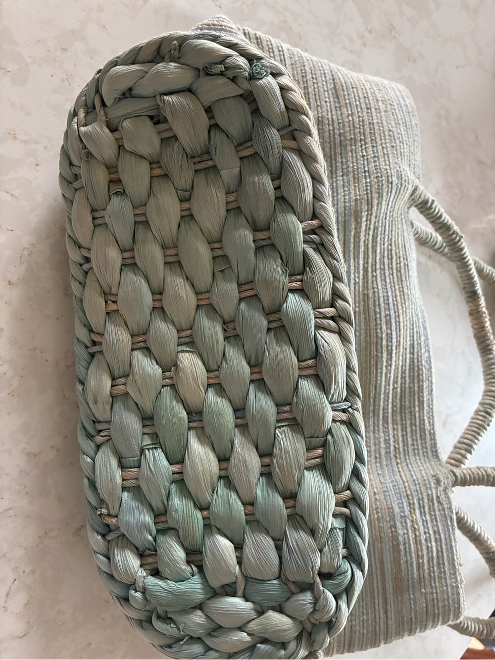 Lightweight Blue Green Beige Tote Bag - Picture 5 of 5